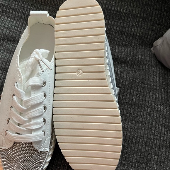 White Rhinestone Women's Sneakers - Picture 3 of 4